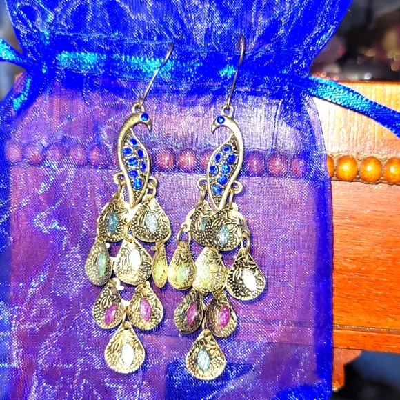 Jewelry - Colorful peacock earrings